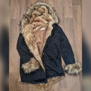 Faux fur lined coat
